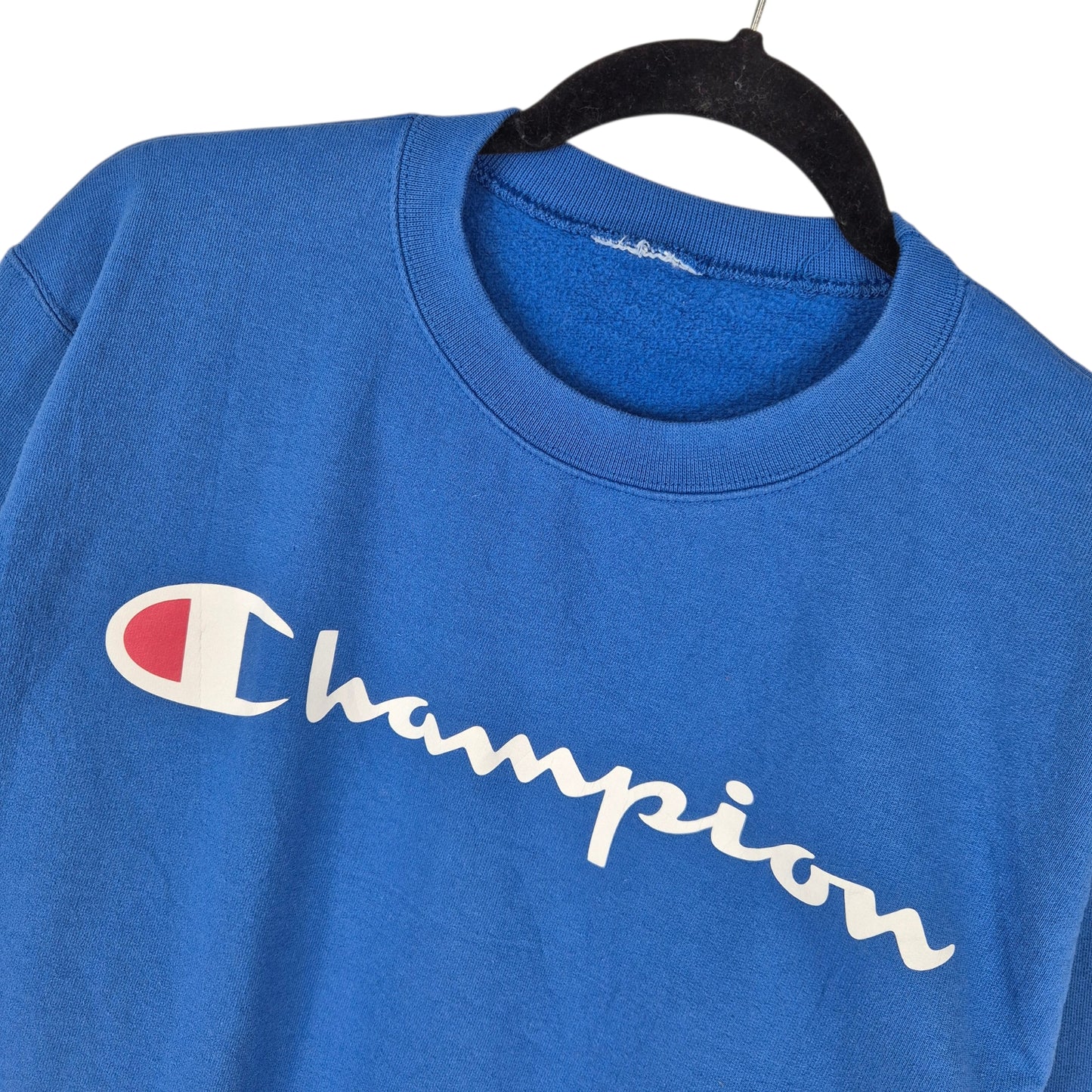 Champion Blue Chest Script Crewneck Sweater Size S