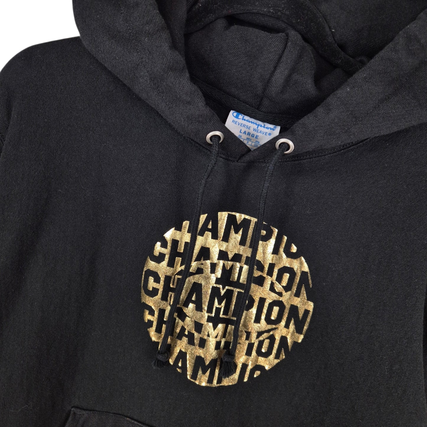 Champion Reverse Weave Black Heavy Hoodie Size L