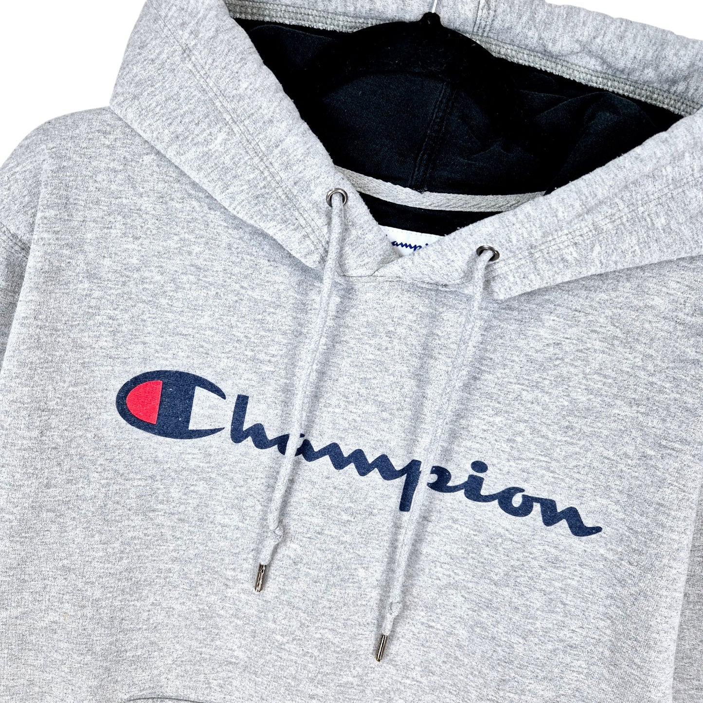Champion Grey Chest Script Hoodie Size M