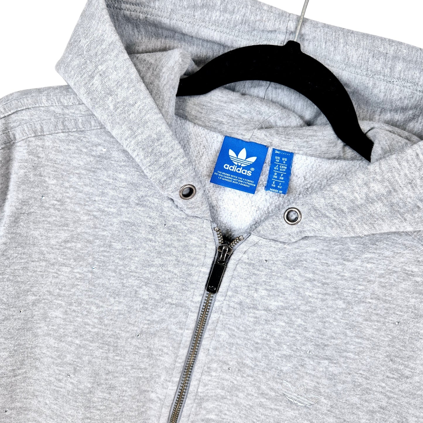 Adidas Womens Grey Rhinestone Zip Hoodie Size S