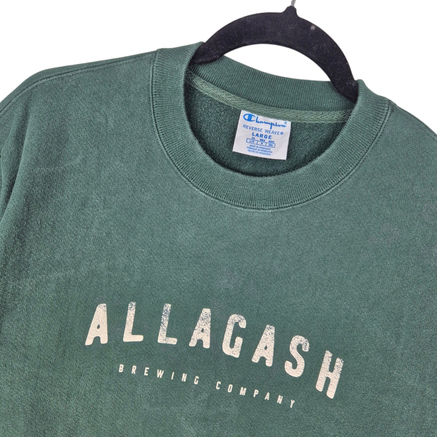 Champion Reverse Weave Allagash Brewing Company Green Sweater Size L