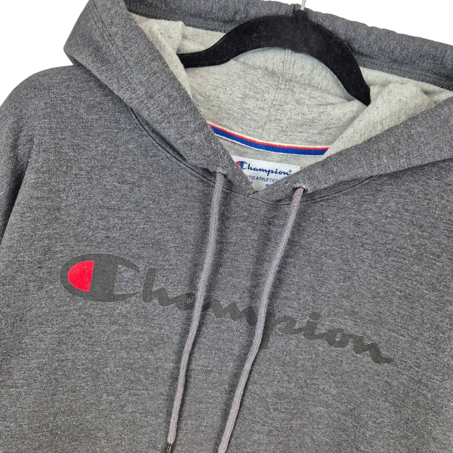 Champion Grey Chest Script Hoodie Size L
