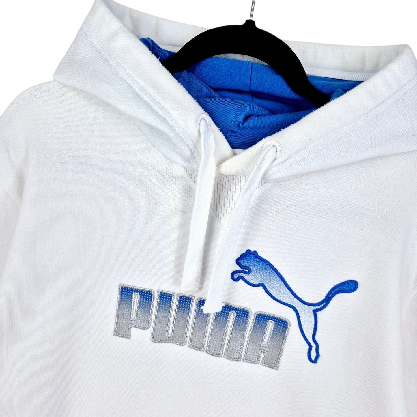 PUMA White Embroidered Hoodie Size L