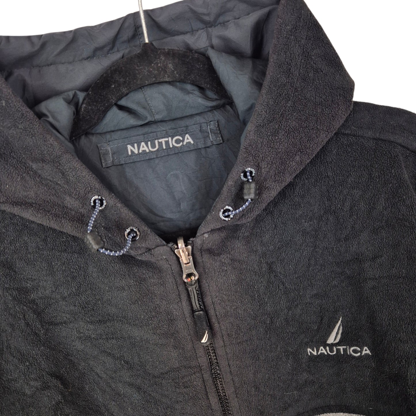 Nautica Black & Grey Hooded Fleece Zip Jumper Size S