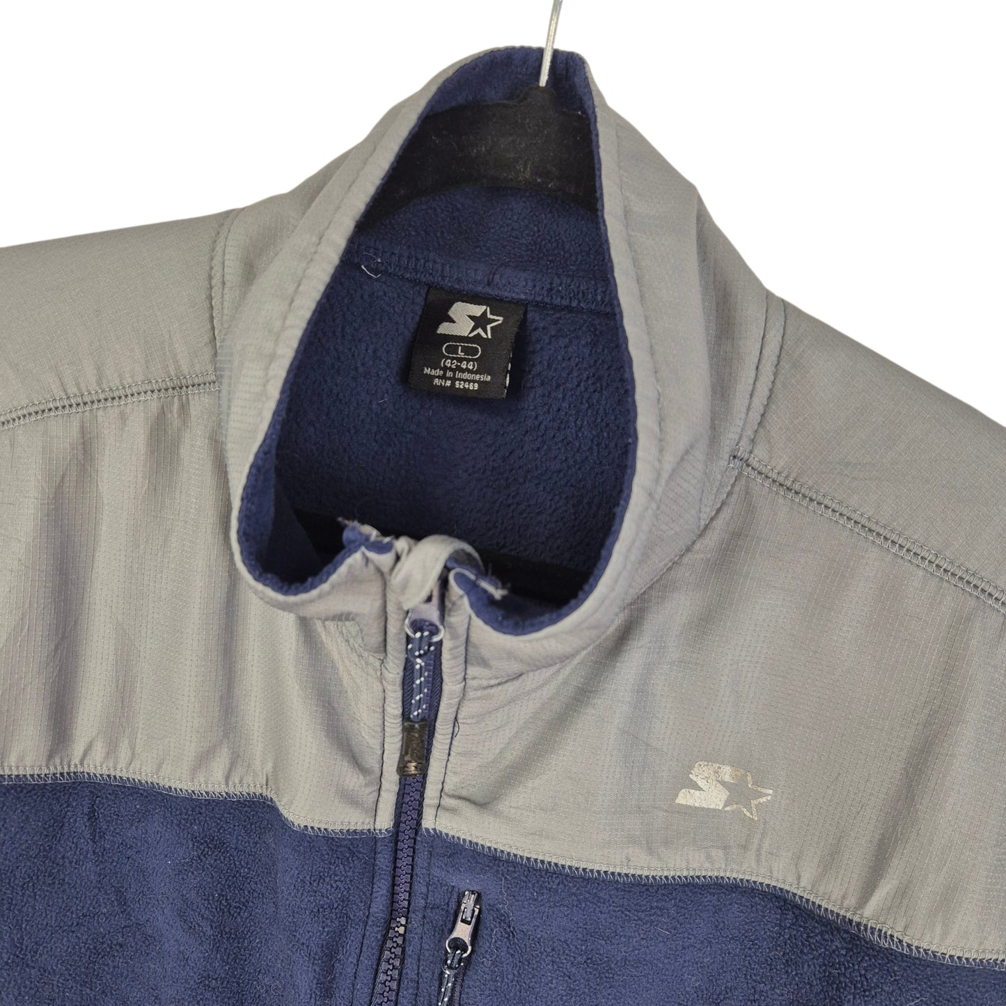 Vintage Starter 2000's Dark Blue & Grey Fleece Zip Jumper Size L