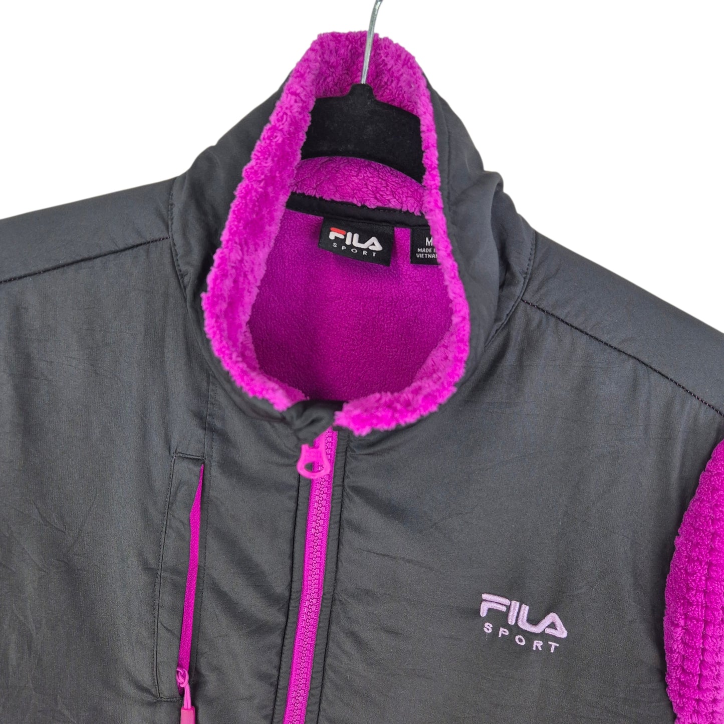 FILA Sport Womens Magenta Fleece Zip Jumper Size M