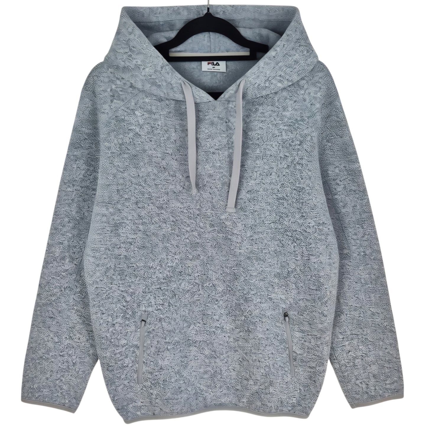 FILA Light Grey Fleece Knit Hoodie Size M