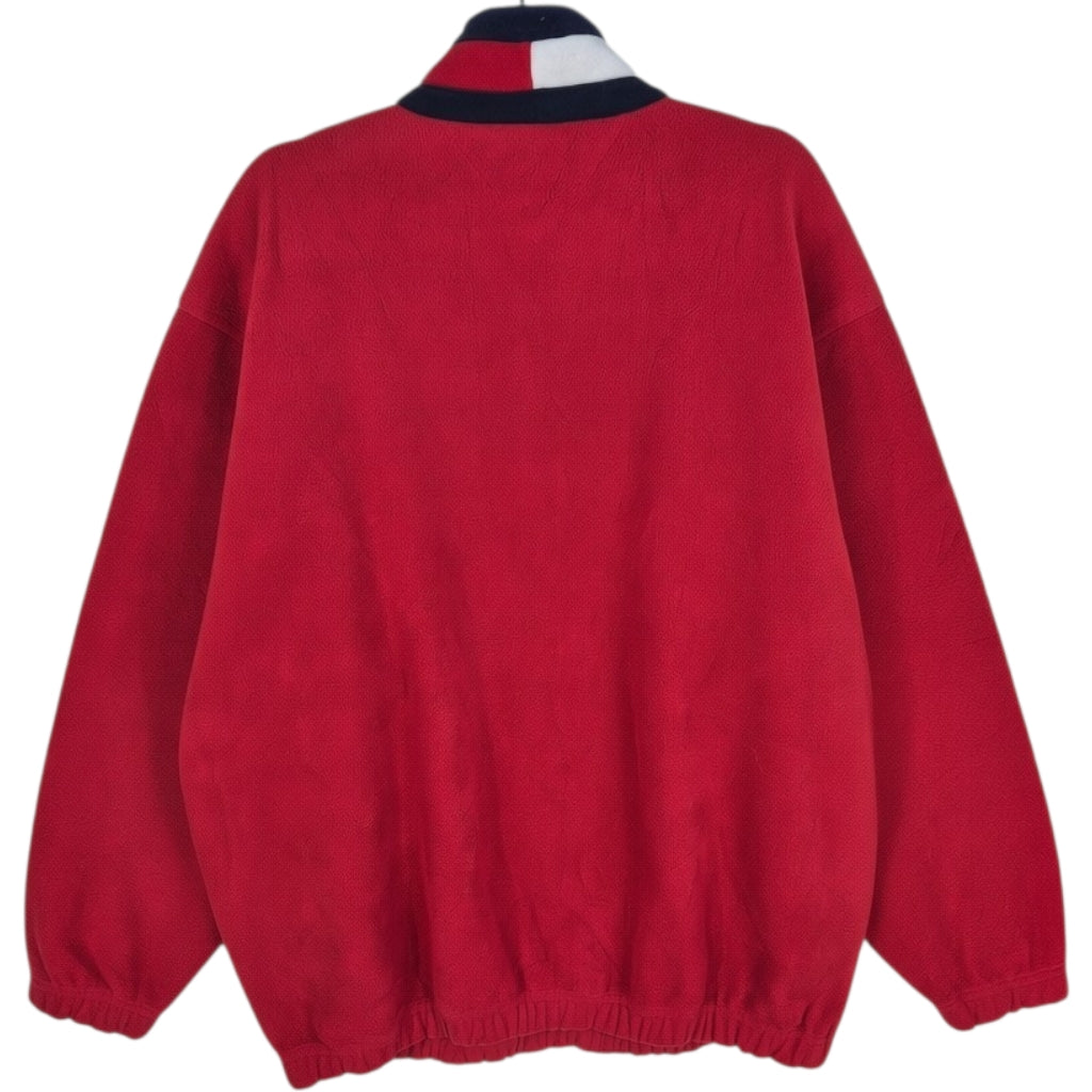 Vintage Tommy Hilfiger 90's Red Quarter Zip Fleece Jumper Size M