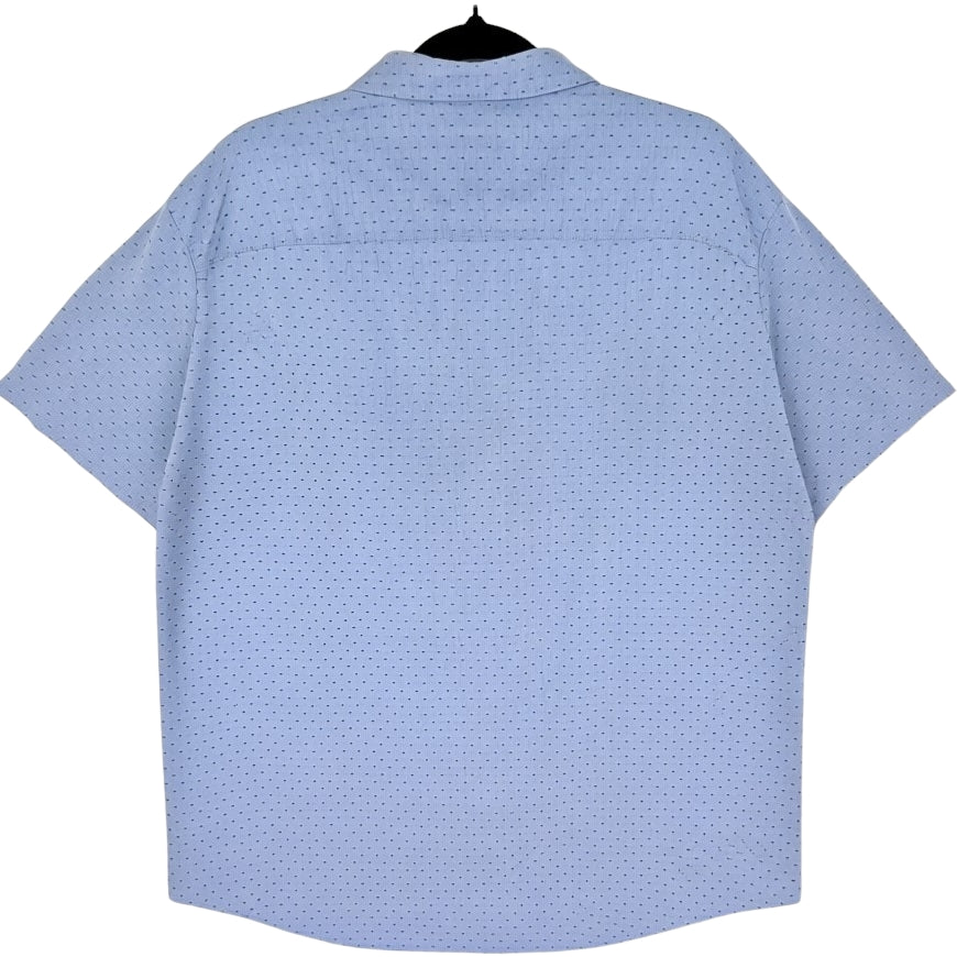 Armani Exchange Steel Blue Slim Fit Short Sleeve Button Shirt Size XL