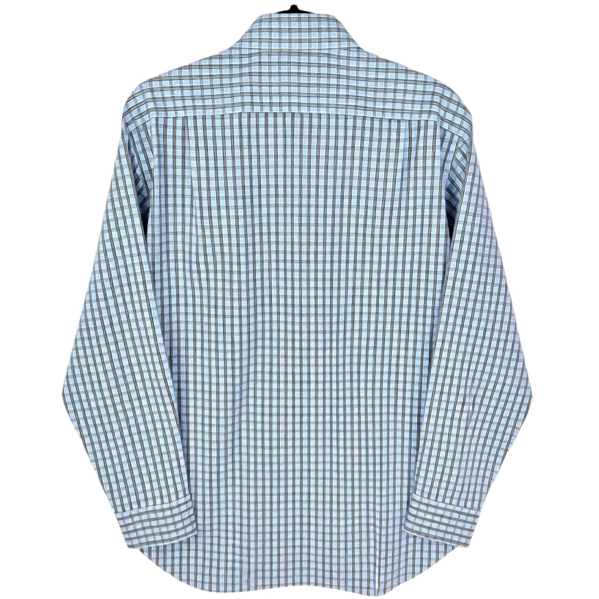 Michael Kors Light Blue Checkered Non Iron Dress Shirt Size L