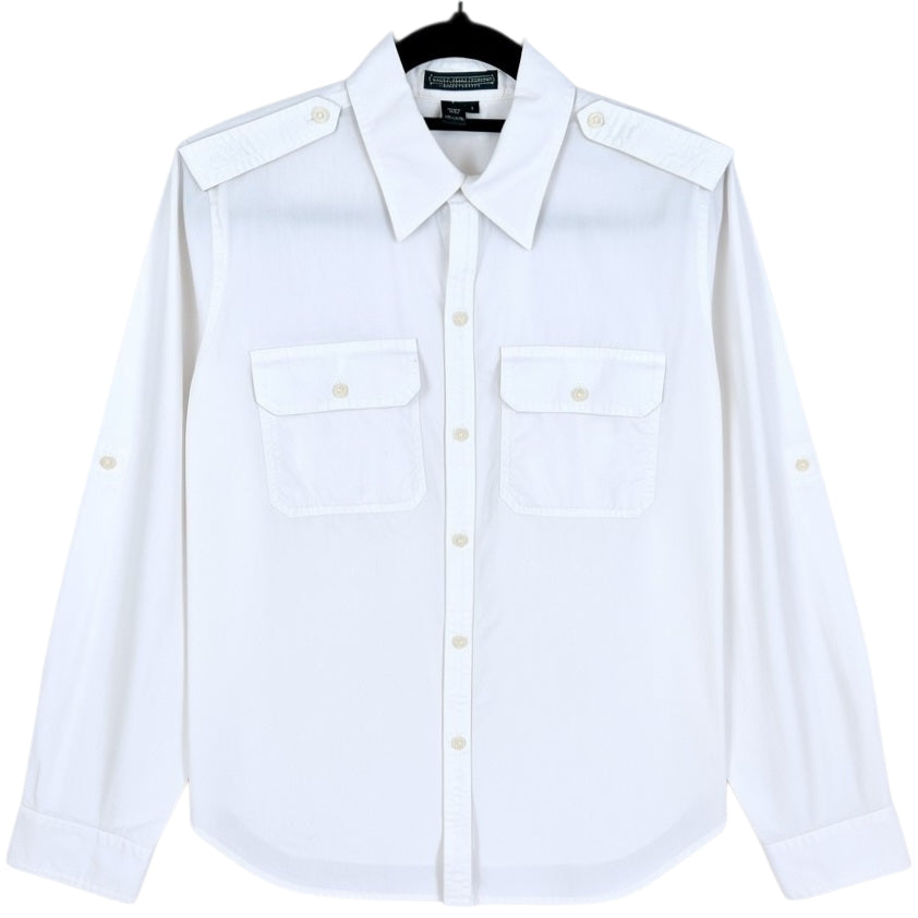 Vintage Ralph Lauren Green Label Womens White Long Sleeve Button Shirt Size S