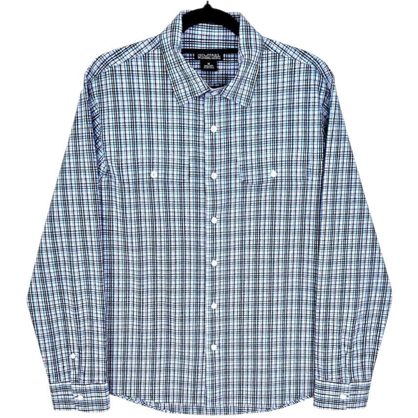 Michael Kors Blue & Purple Checkered Dress Shirt Size M
