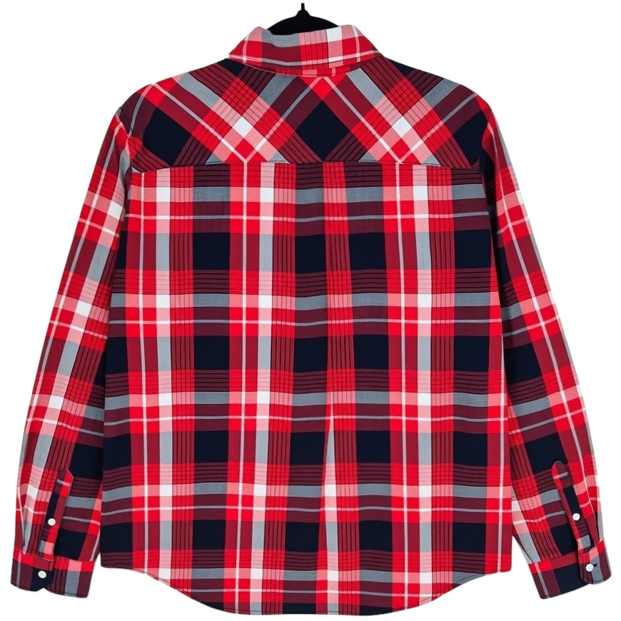 Tommy Hilfiger Womens Red & Blue Long Sleeve Button Shirt Size M