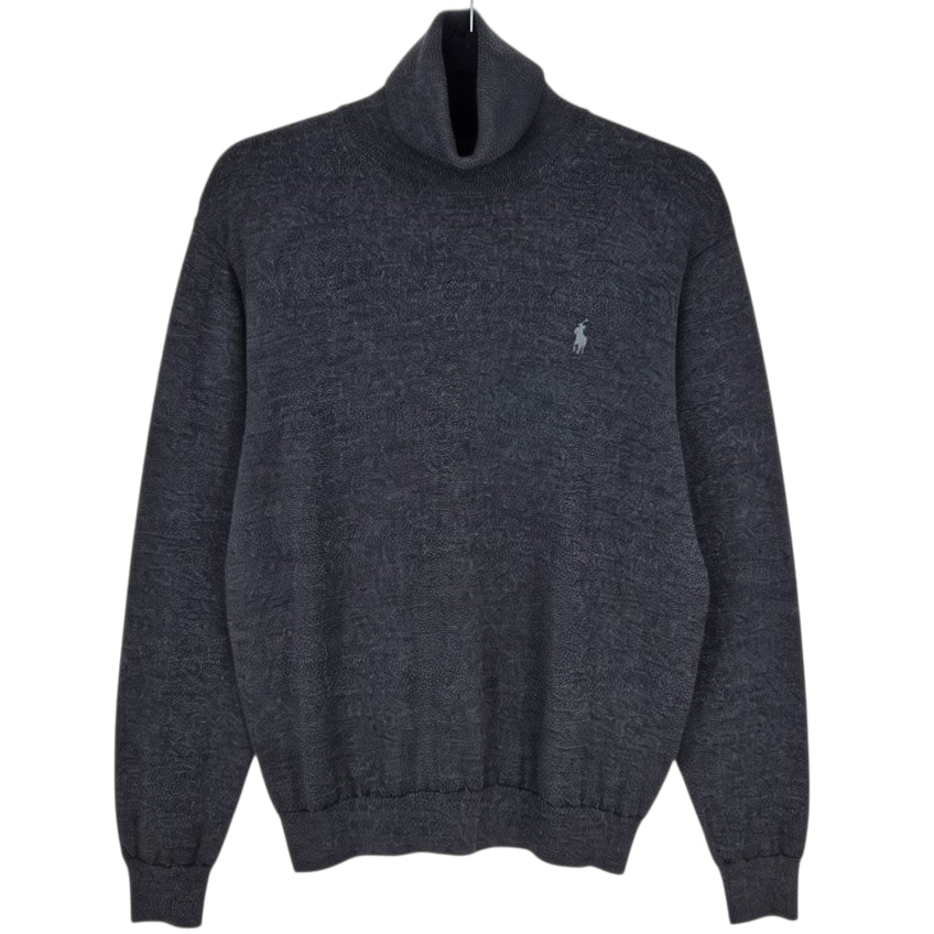 Polo Ralph Lauren Grey Washable Merino Wool Turtle Knit Sweater Size M