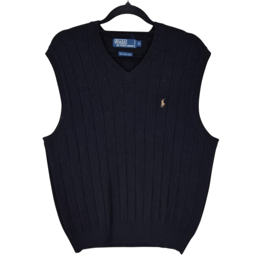 Vintage Polo Ralph Lauren 90's Black Wool Knit Vest Size M