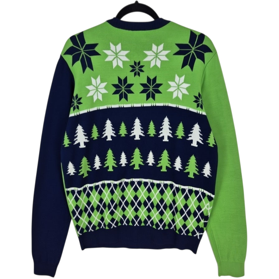 NFL Team Apparel Seattle Seahawks Green & Blue Acrylic Knit Sweater Size L