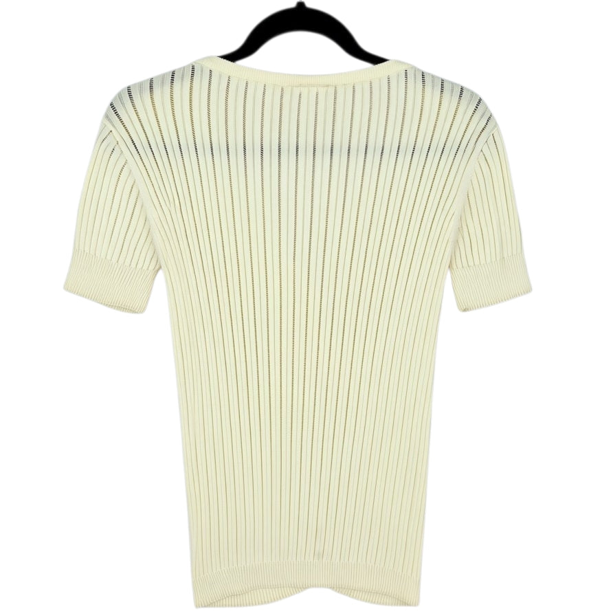 Lacoste Womens Light Yellow Button Knit Top Size XL