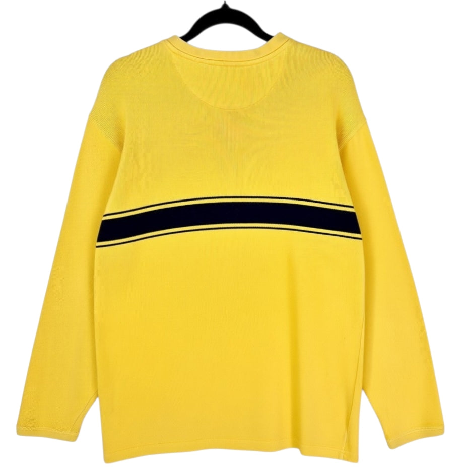 Vintage Ralph Lauren Chaps 90's Yellow V Neck Knit Sweater Size L