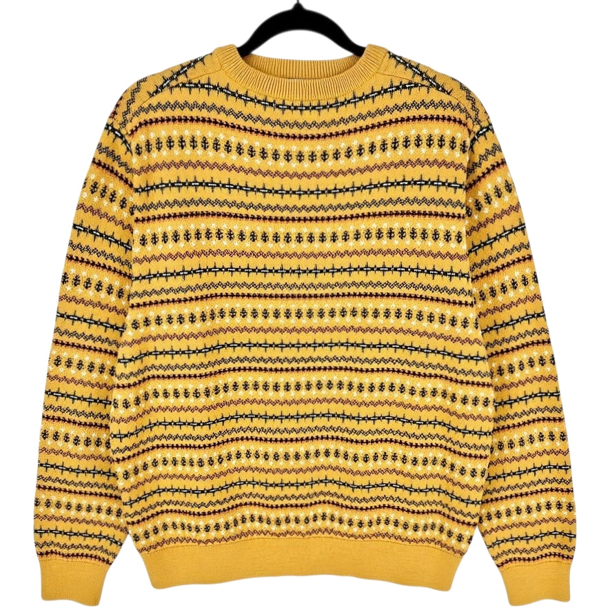 Nautica Mustard Brown Textured Crewneck Knit Sweater Size L