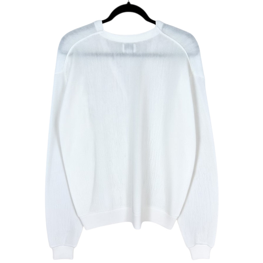 Vintage IZOD Lacoste 80's White Acrylic Button Knit Sweater Size L