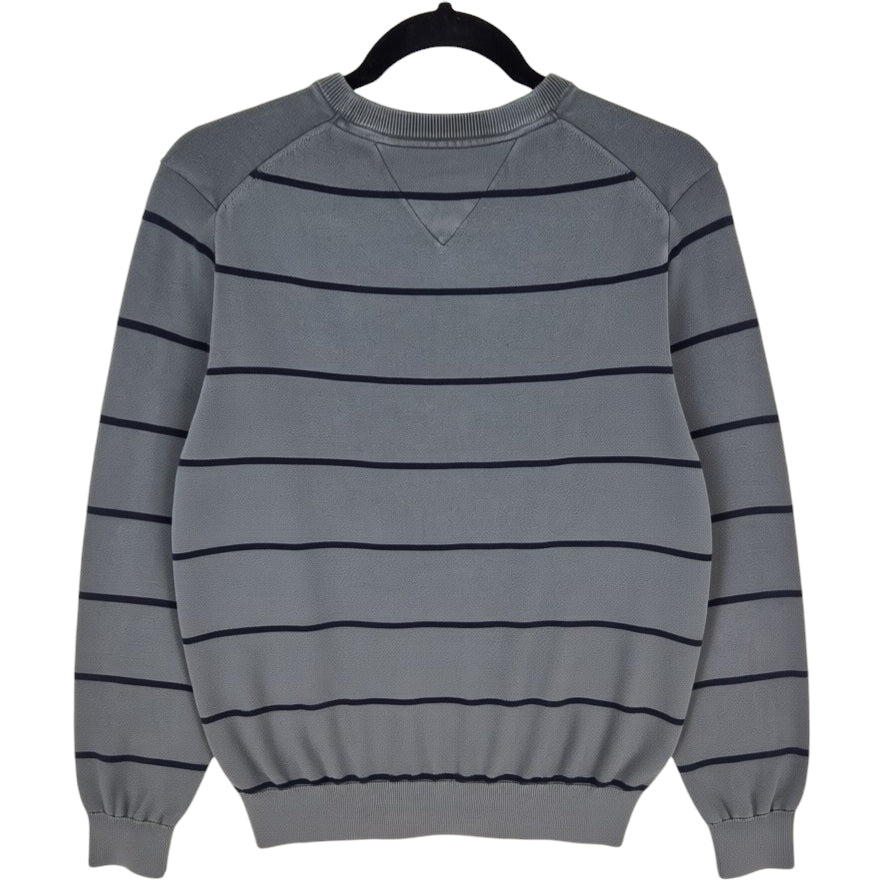 Tommy Hilfiger Grey Striped Crewneck Knit Sweater Size M
