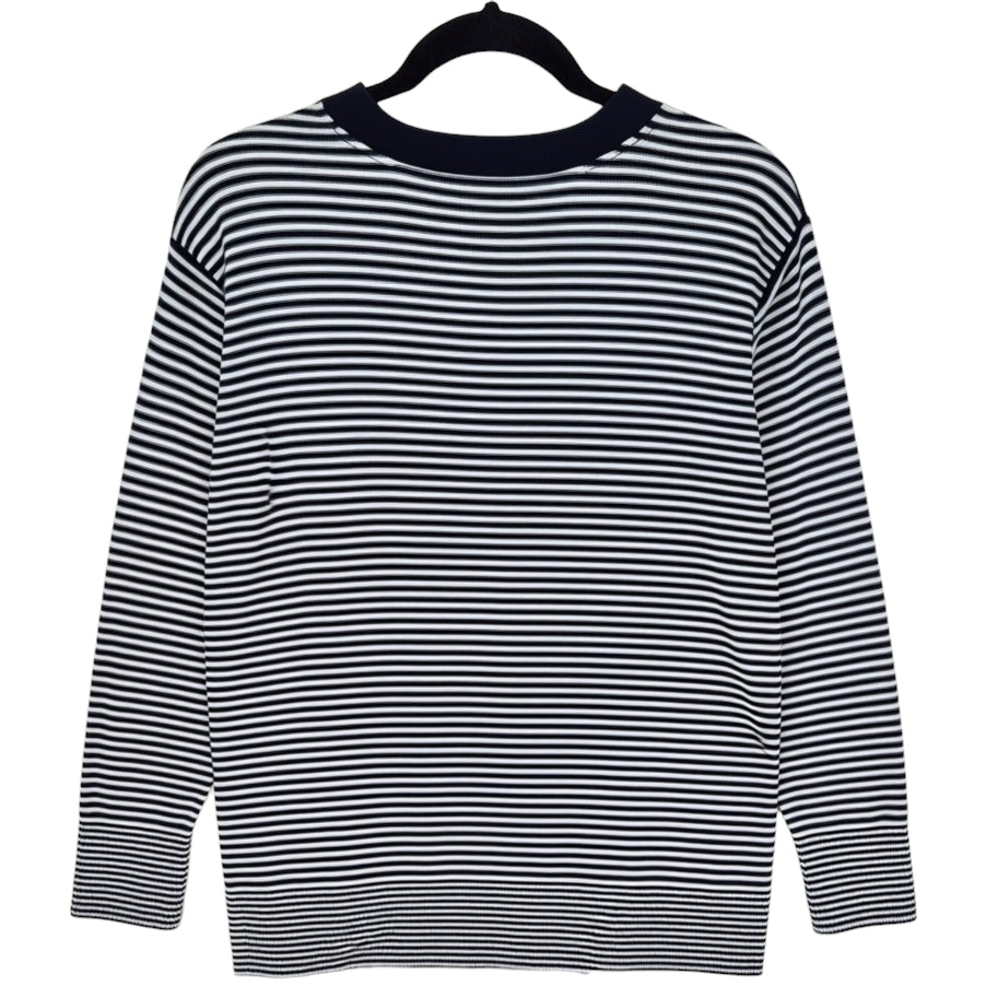 Tommy Hilfiger Womens Blue & White Striped V Neck Knit Sweater Size L