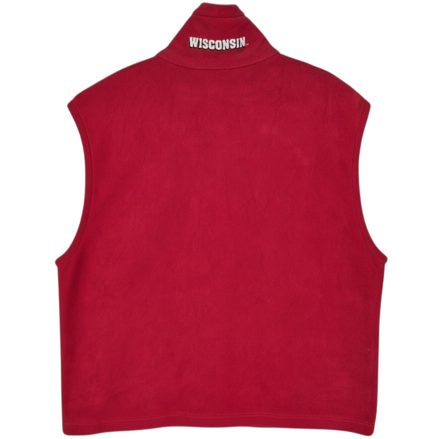 Columbia Wisconsin Badgers Red Full Zip Fleece Vest Size XL