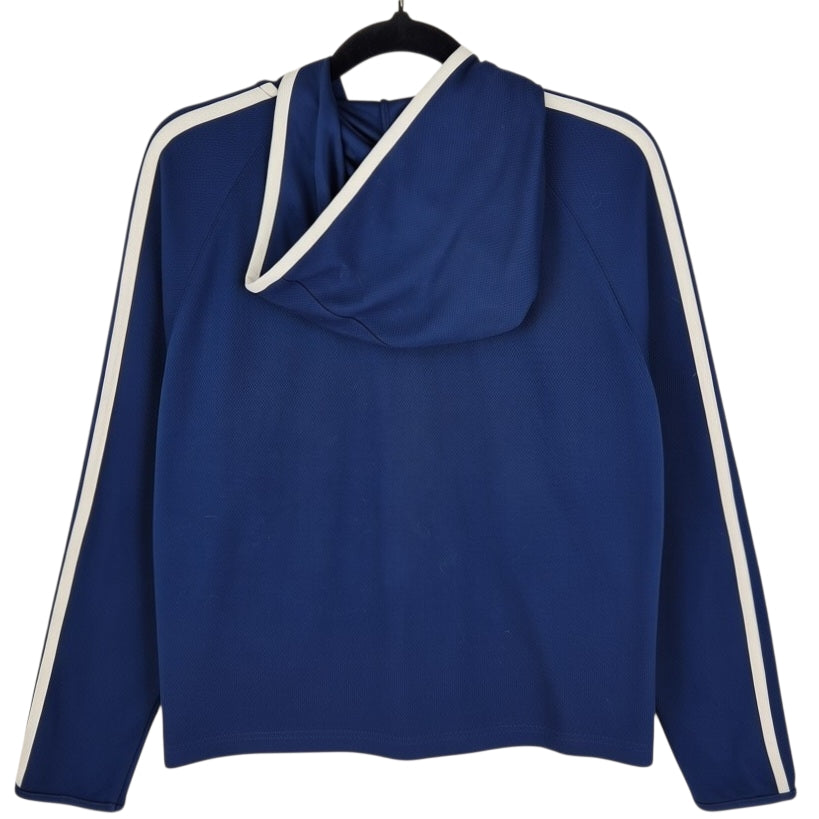 Vintage Adidas 2000's Womens Dark Blue Hooded Track Jacket Size M