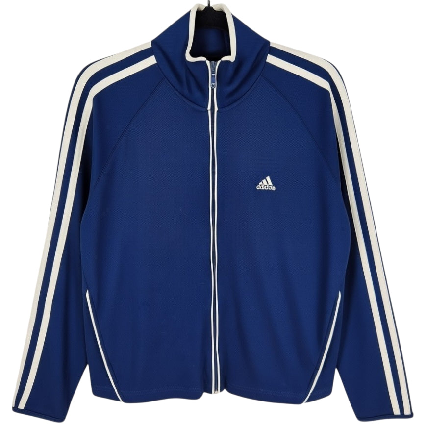 Vintage Adidas 2000's Womens Dark Blue Hooded Track Jacket Size M