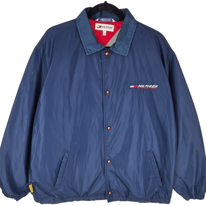 Vintage Tommy Hilfiger Athletics 90's Dark Blue Nylon Button Jacket Size L