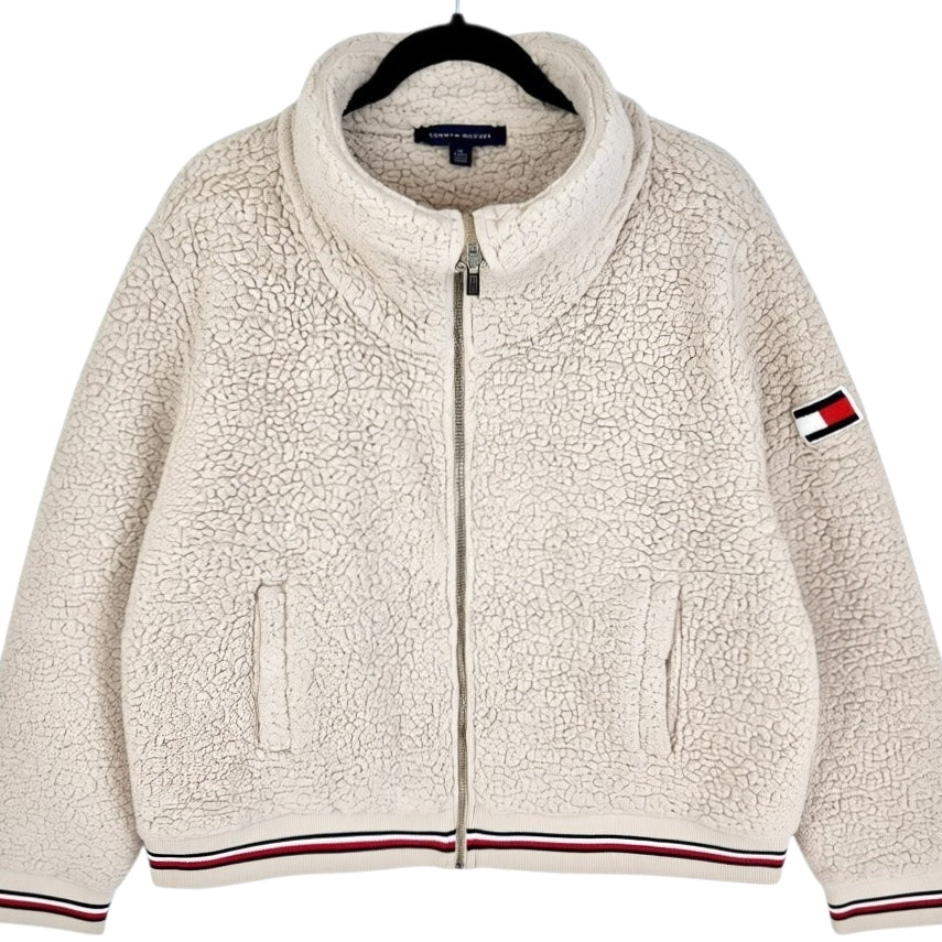 Tommy Hilfiger Womens Light Brown Oversized Fleece Zip Jumper Size XL