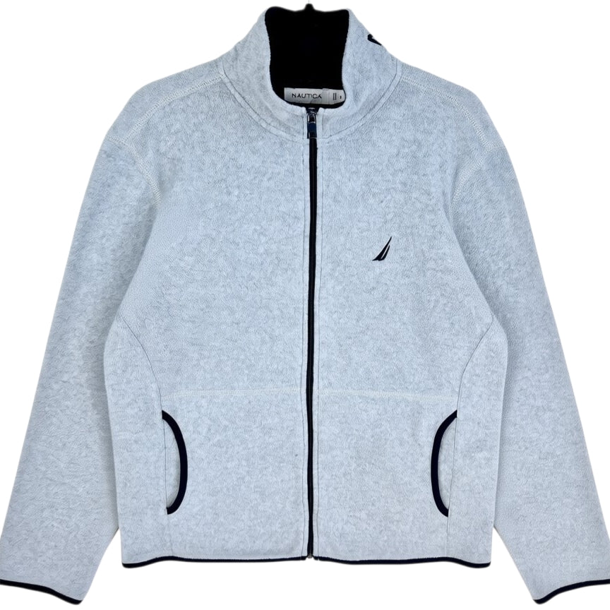 Nautica Grey Fleece Zip Jumper Size M