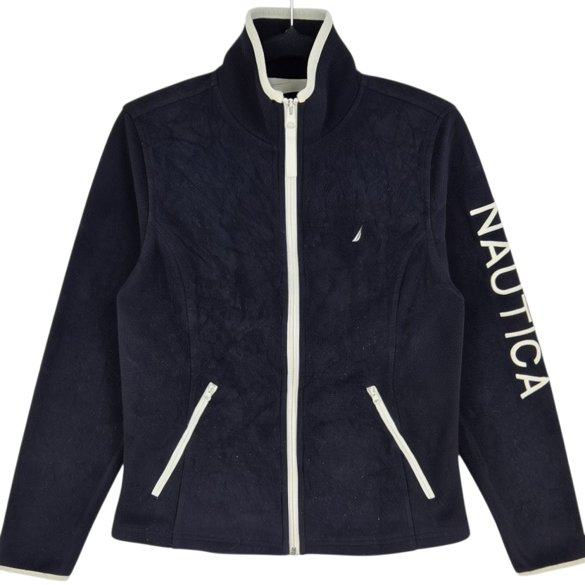Nautica Womens Black Fleece Zip Jumper Size S
