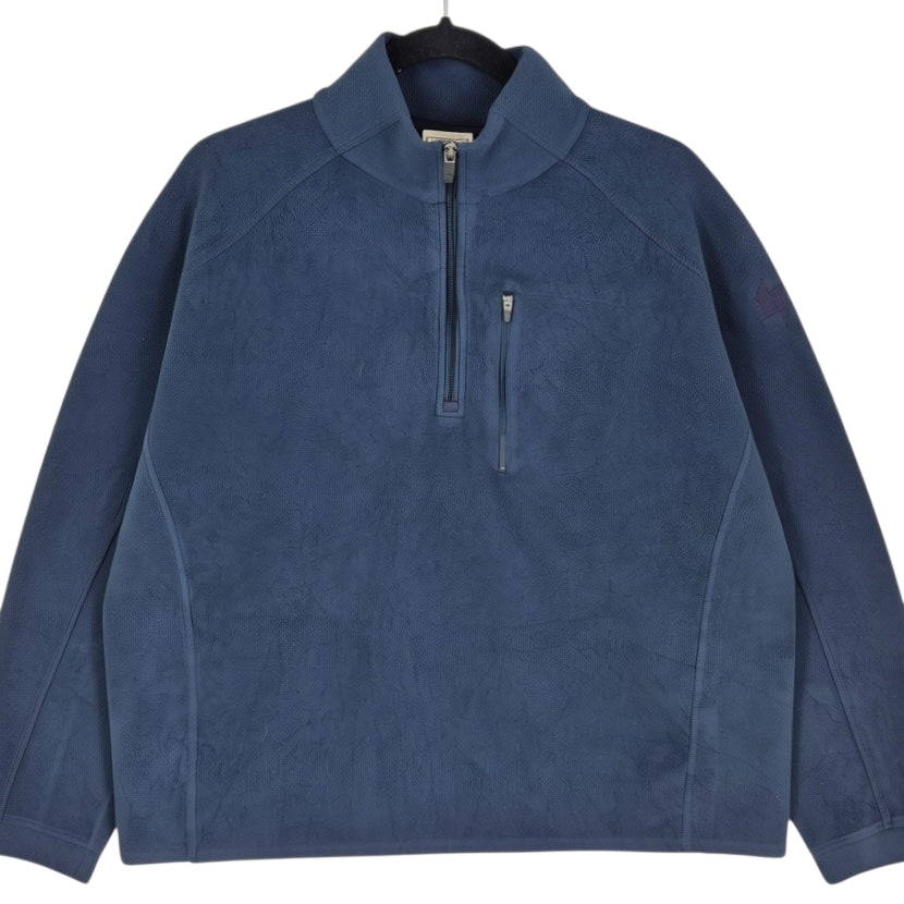 LL Bean Dark Blue Quarter Zip Fleece Jumper Size XL