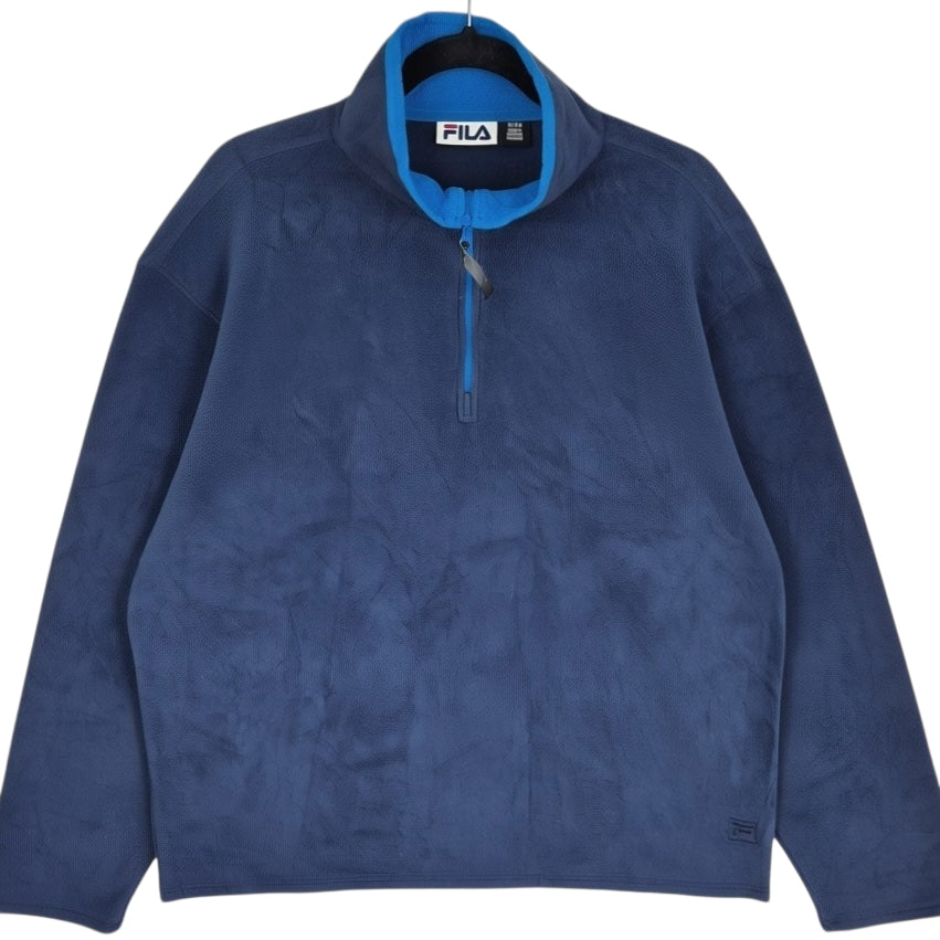 FILA Dark Blue Quarter Zip Fleece Jumper Size XL