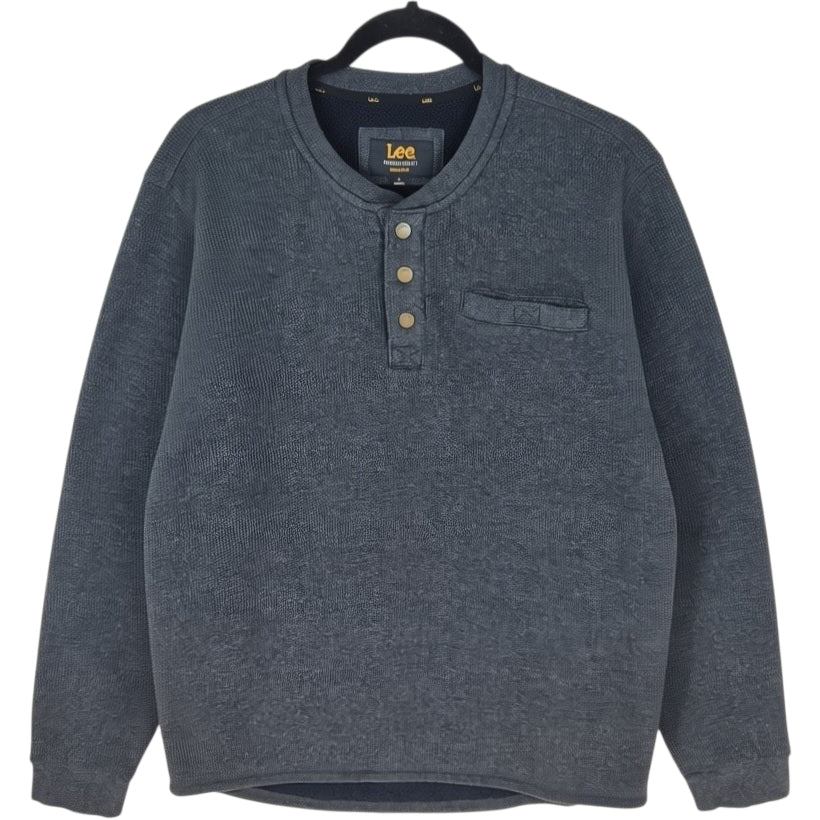 Lee Grey Quarter Button Fleece Jumper Size L