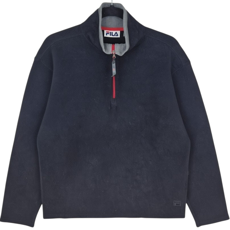 FILA Black Quarter Zip Fleece Jumper Size M