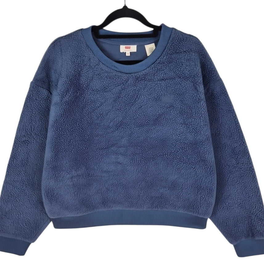 Levis Womens Dark Blue Oversized Crewneck Fleece Jumper Size M
