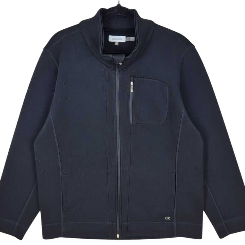 Calvin Klein Black Slim Fleece Zip Jumper Size XL
