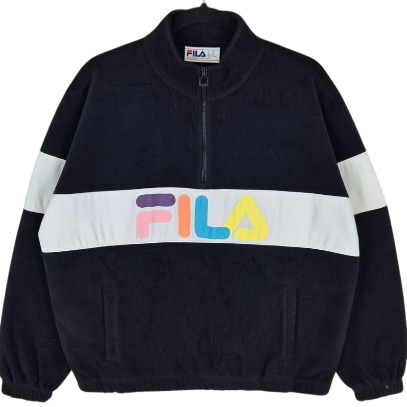 FILA Black Quarter Zip Fleece Jumper Size XL