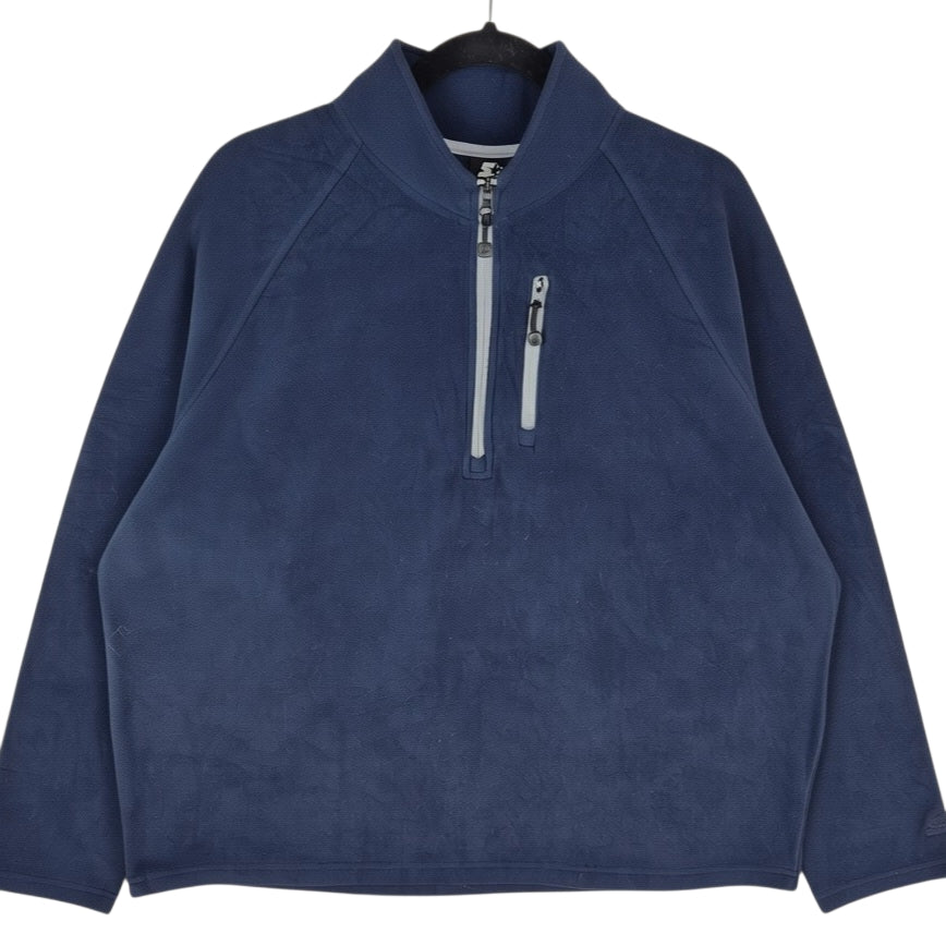 Vintage Starter Dark Blue Quarter Zip Fleece Jumper Size XL