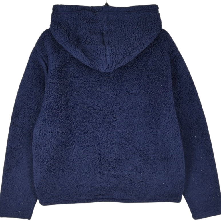FILA Dark Blue Embroidered Fleece Hoodie Size L