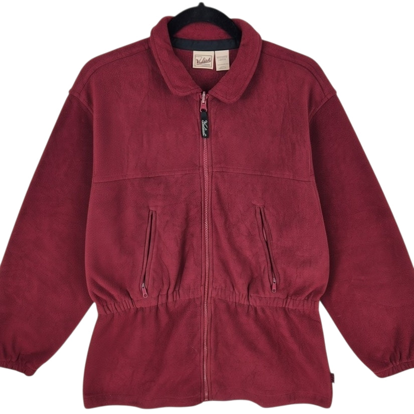 Vintage Woolrich 90's Womens Bugundy Fleece Zip Jumper Size L