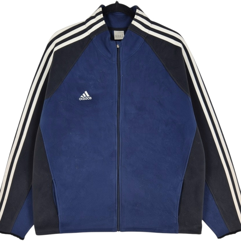 Vintage Adidas 2000's Dark Blue & Black Fleece Zip Jumper Size XL