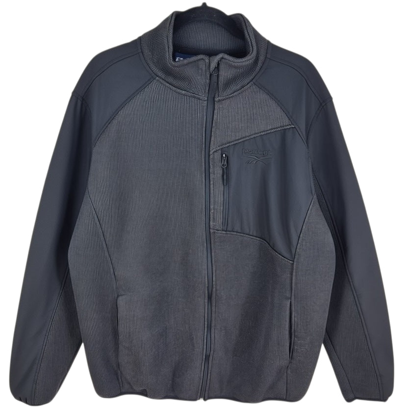 Reebok Grey & Black Heavy Fleece Zip Jacket Size XL