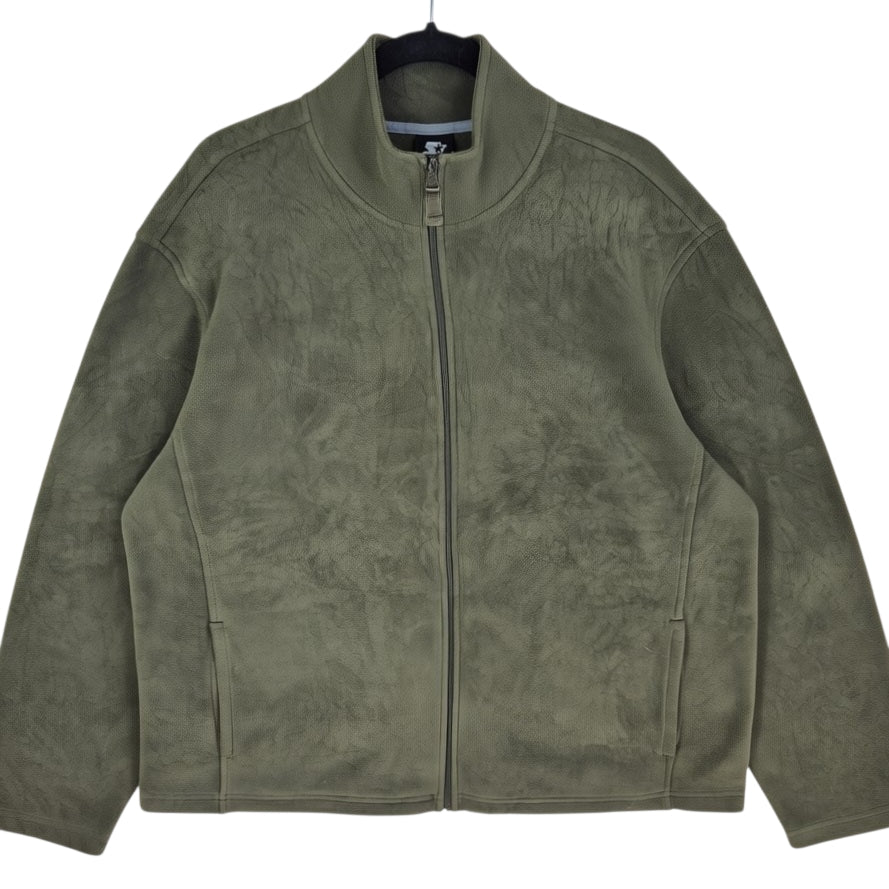Vintage Starter 2000's Olive Green Fleece Zip Jumper Size XL