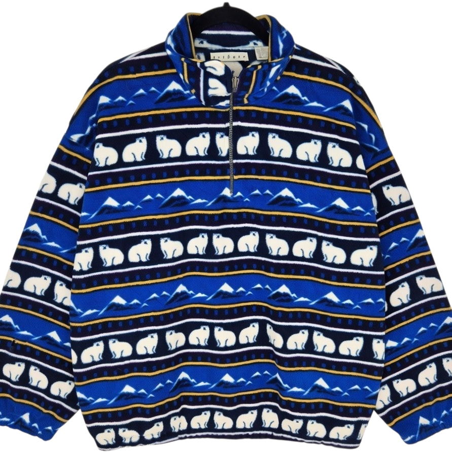 Vintage Tribute 90's Blue Quarter Zip Fleece Jumper Size XL