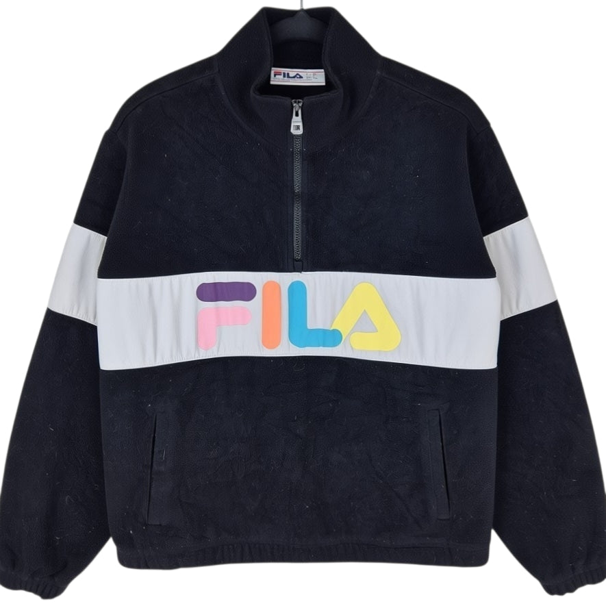 FILA Black Quarter Zip Fleece Jumper Size M