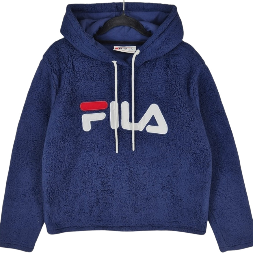 FILA Dark Blue Embroidered Fleece Hoodie Size M