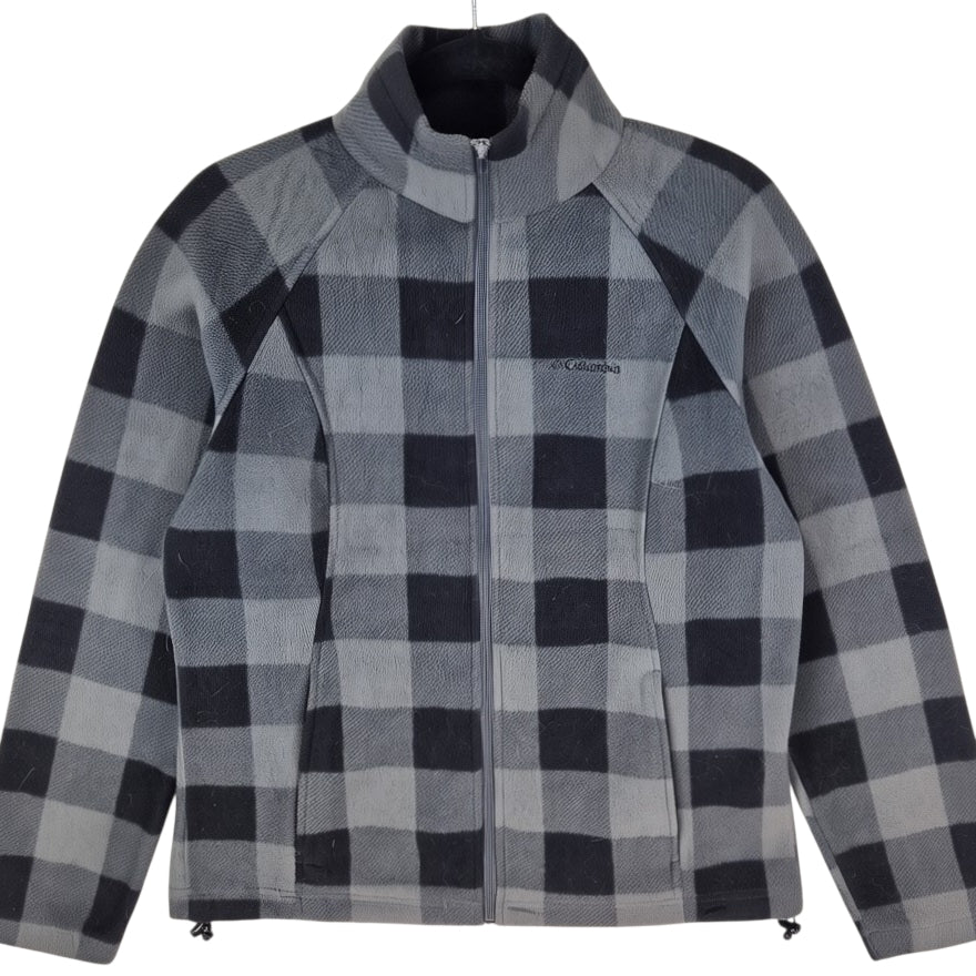 Columbia Womens Grey Checkered Fleece Zip Jumper Size L